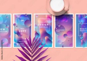 Social Media Posts with 3D Liquid Gradient Elements Social Media Posts with 3D Liquid Gradient Elements