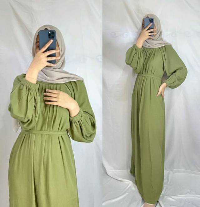 Graceful Appeal of Straight-Cut Gamis with Elastic Sleeves Graceful Appeal of Straight-Cut Gamis with Elastic Sleeves
