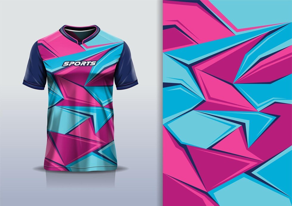 Tshirt Mockup With Abstract Jersey Design Football Esports Running Pink Blue Color Freepik